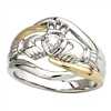 14k White Gold Ladies Diamond Claddagh Ring