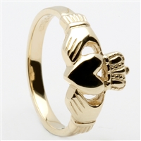 10k Yellow Gold Traditional Heavy Ladies Claddagh Ring 10mm