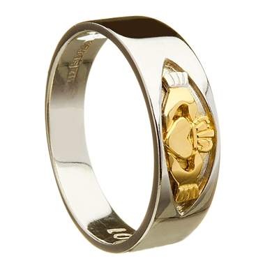 10k White Gold Ladies Claddagh Ring 7mm