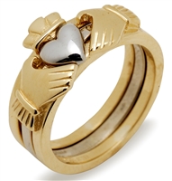 10k Yellow/White Gold Ladies 3 Part Claddagh Ring 5mm
