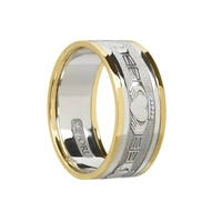 10k White Gold Men's Claddagh Wedding Ring 8.5mm