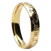 10k Yellow Gold Men's Claddagh Wedding Ring 5mm - Comfort Fit