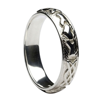 10k White Gold Men's Celtic Knot Claddagh Wedding Ring 5.7mm