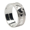 10k White Gold Men's Xtra Wide Claddagh Wedding Ring 9.3mm