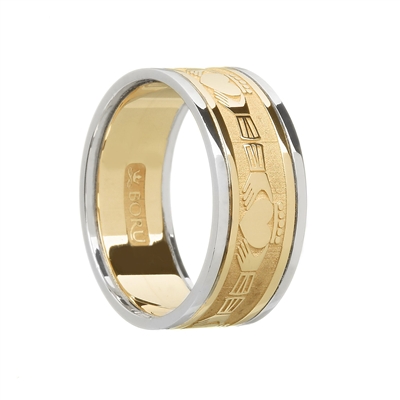 14k Yellow Gold Men's Claddagh Wedding Ring 9.9mm