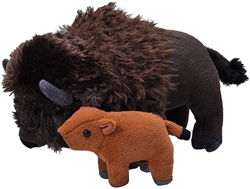 Mom and Baby Bison (Buffalo) Plush Toy 12" L