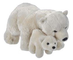 Mom and Baby Polar Bear Plush Toy 13.5" L