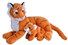 Mom and Baby Orange Tiger Plush Toy 13" L