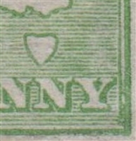 Kangaroo flaw ACSC 1(2)l Excess colour in bottom right corner SG 1 variety First watermark Â½d green