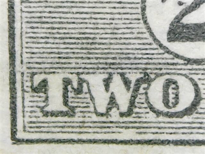 Kangaroo flaw ACSC 5(2)j 2R60 Shading break under "W" of "TWO" 2d Die I listed variety