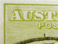 Kangaroo flaw ACSC 13(2)g 2L59 Retouch on first "A" of "AUSTRALIA" 3d Three Pence 3rd Watermark listed variety