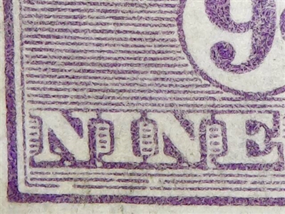 Kangaroo flaw 26(2)f 2L6 Shading breaks in Gulf of Carpentaria and below "NINE PENCE" 9d Nine Pence 3rd Watermark SG 39 listed variety