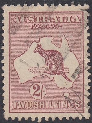 Kangaroo SG 74 ACSC 38 3rd watermark 2/- maroon Die II