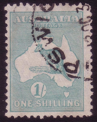 Kangaroo SG 109 SMC watermark 1/- blue green