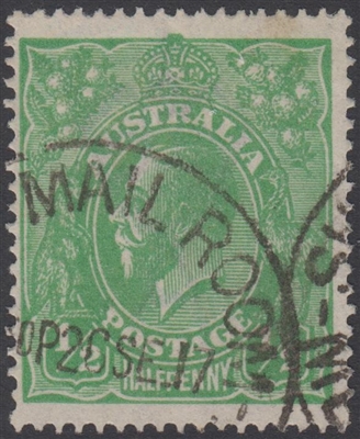 KGV SG20b ACSC 63E 1914-20 Â½d deep green King George V halfpenny