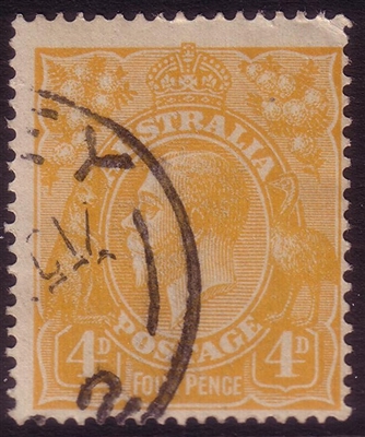 KGV SG 22a BW ACSC 110B 1914 4d yellow-orange