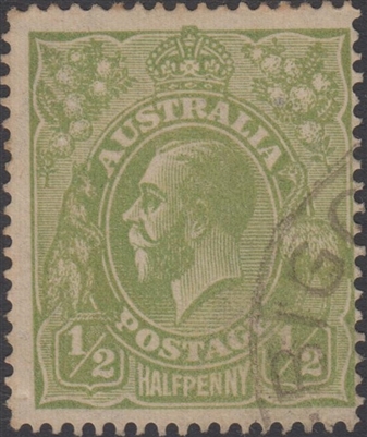 KGV SG 48 BW ACSC 65E 1918 Â½d yellowish-green
