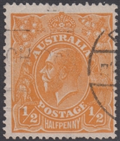 KGV SG 56 BW ACSC 66 1923 Â½d halfpenny orange