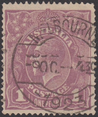 KGV SG 57 BW ACSC 76 1922 1d violet King George V Australia