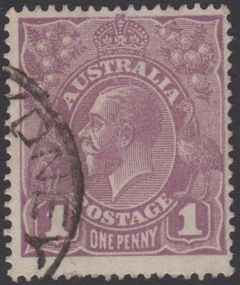 KGV SG 57 BW ACSC 76 1922 1d violet/shade Australia