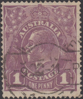 KGV SG 57 BW ACSC 76 1922 1d violet/shade Australia