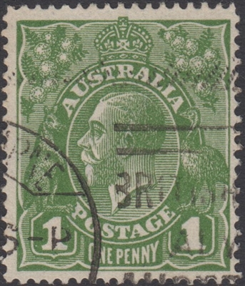 KGV SG 76 ACSC 77 1924 1d green King George V head Australia