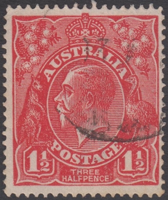 KGV SG 77 BW ACSC 89 1Â½d red King George head Australia