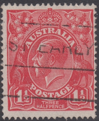 KGV SG 77 BW ACSC 89 1Â½d Three Halfpence red King George head Australia