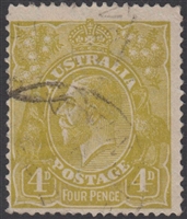 KGV SG 80a BW ACSC 114B 1924 4d Four Pence greenish olive