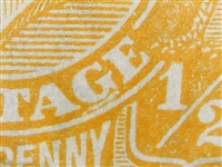 KGV SG 94 listed flaw BW ACSC 68(9)j 9R5 1928 Â½d King George V halfpenny orange