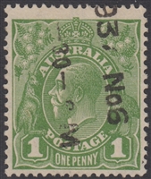 KGV SG 95 BW ACSC 81 1926 1d One Penny SMC green