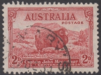 SG 150a Death Centenary of Macarthur Type B 'Dark Hills' 1934 2d carmine-red
