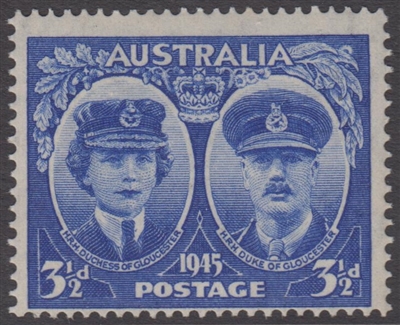 SG 210 1945 ARRIVAL OF DUKE AND DUCHESS OF GLOUCESTER 3Â½d Blue MINT with ORIGINAL GUM