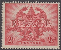 SG 213 1946 Peace Victory Commemoration 2Â½d Red MINT HINGED Original Gum