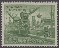 SG 221 1947 150th Anniversary of Newcastle 5Â½d Green MINT Original Gum