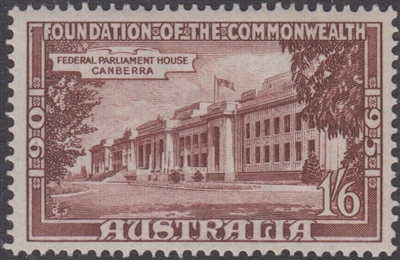 SG 244 1950 FOUNDATION OF THE COMMONWEALTH 1s6d purple-brown MINT with ORIGINAL GUM