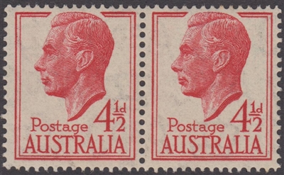 SG 248 1951-52 King George VI 4Â½d Scarlet MINT Original Gum joined pair