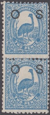 NSW SG O40a MINT 1888-90 OS overprint pair Two Pence emu Centenary New South Wales