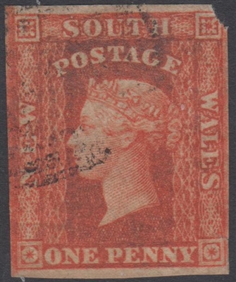 NSW SG 109 1856-1860 one penny diadem Orange-red