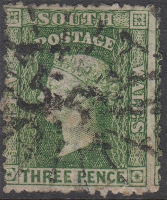 NSW SG 158a 1872 three pence WATERMARK DOUBLE-LINED 6