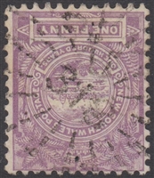 NSW numeral postmark 318 URANA rays numeral on 1d View of Sydney New South Wales Australia