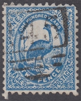 NSW numeral postmark 145 GUNNEDAH barred numeral on 2d emu New South Wales Australia