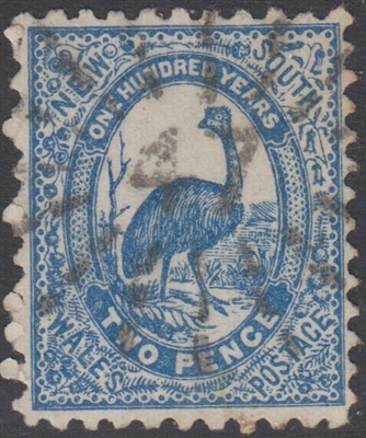 NSW numeral postmark 47 TUMUT rays numeral on 2d emu New South Wales Australia