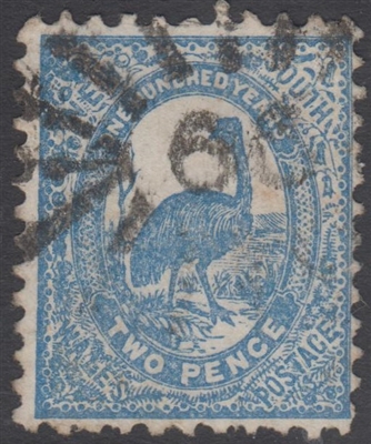 NSW numeral postmark 66 SINGLETON rays numeral on 2d emu New South Wales Australia