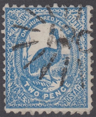 NSW numeral postmark 120 MOREE rays numeral on 2d emu New South Wales Australia