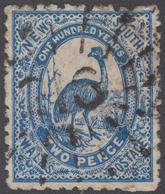 NSW numeral postmark 216 URALLA rays numeral on 2d emu New South Wales Australia