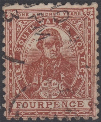 NSW SG 255d red-brown 1888-1889 four pence 4d Captain Cook