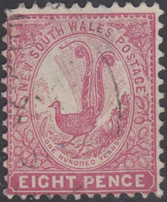 NSW SG 257b 1888-1889 lilac-rose eight pence lyrebird