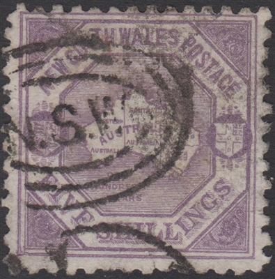 NSW SG 263 1890 lilac five shillings Map of Australia