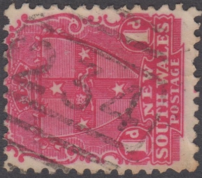 NSW numeral postmark 234 barred numeral WALLSEND BN cancel 1d shield New South Wales Australia